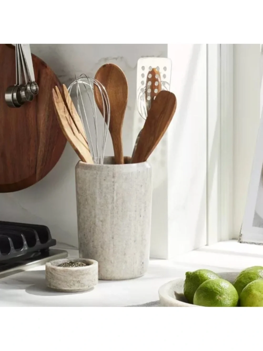 Hearth & Hand NWT Marble Utensil Organizer in Warm Beige 7